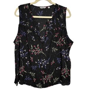 Floral Black Sleeveless Top